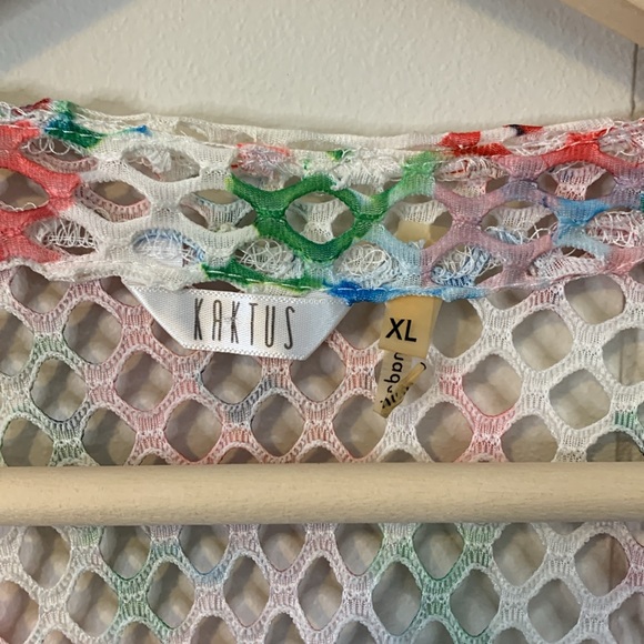 Kaktus Large Mesh Button Up Floral Print Multicolored Size Extra Large - Picture 2 of 6